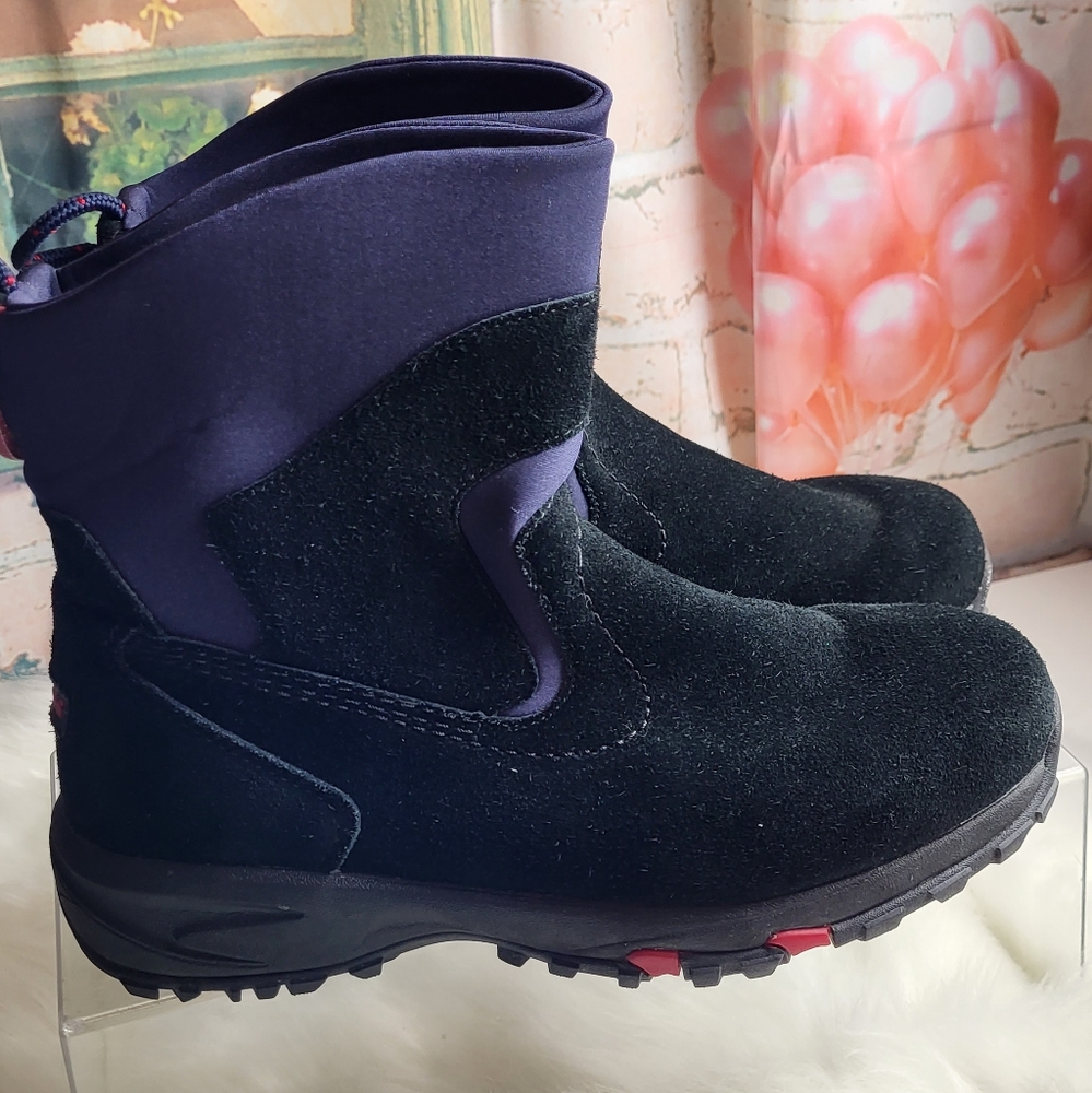 LL Bean Snow winter suede mid ankle boots Womens Size 10 M Thinsulate Blue Pur.